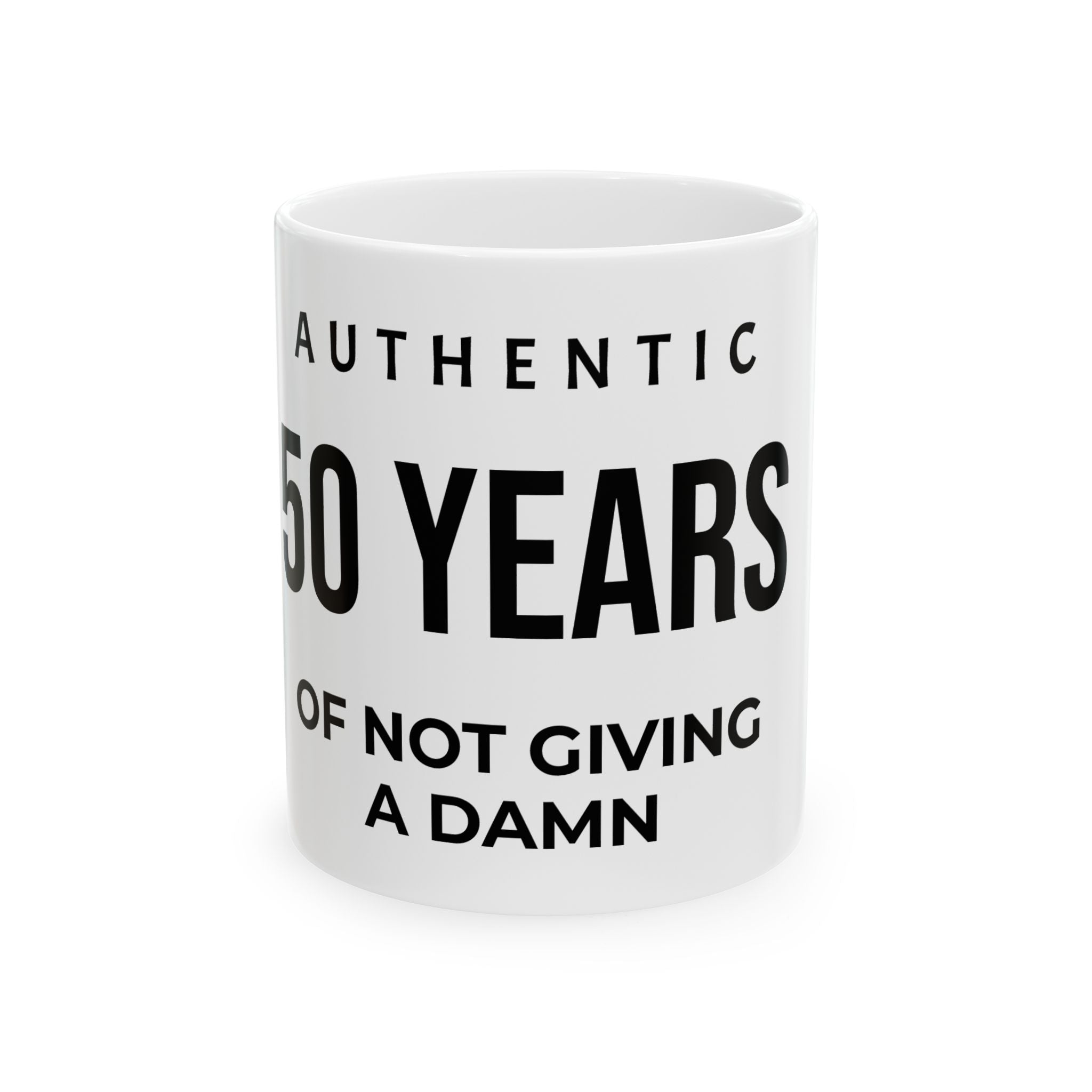 50 Years of Not Giving a Damn Ceramic Mug — Funny 50th Birthday Coffee Cup